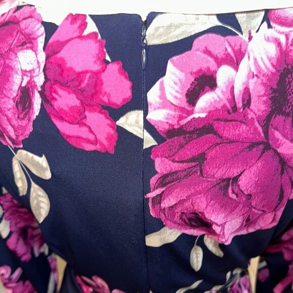 Jessica Howard Navy/Pink Floral Dress Size 14W - Picture 9 of 12
